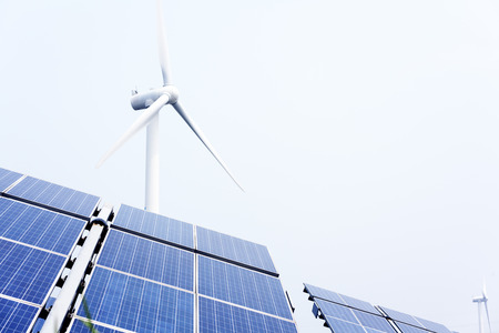 Wind and solar energyの写真素材