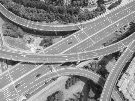 Wuxi, China, Aerial view of a modern highway overpassの写真素材