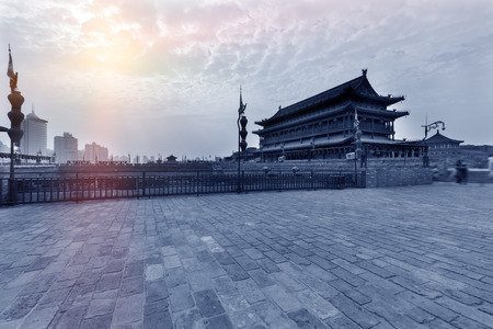 China's famous tourist city of Xi'an wallのeditorial素材