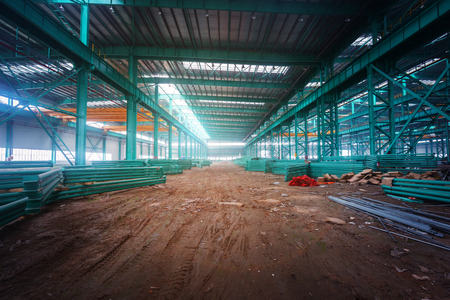 Empty factory large indoor construction siteのeditorial素材