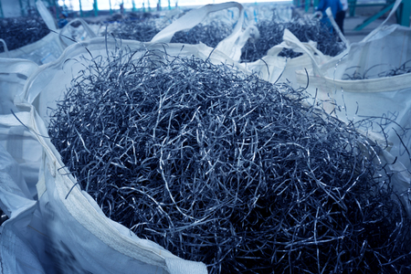 Industrial waste from metal processing plants, packaged wasteの写真素材