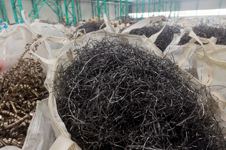 Industrial waste from metal processing plants, packaged wasteの写真素材