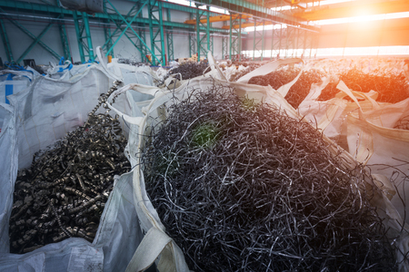 Industrial waste from metal processing plants, packaged wasteの写真素材