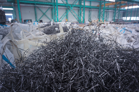Industrial waste from metal processing plants, packaged wasteの写真素材