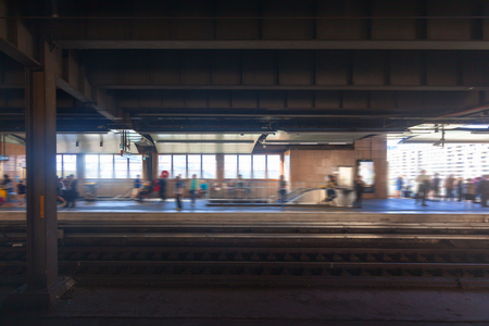 Morning, Sydney subway station, motion blurred sceneのeditorial素材