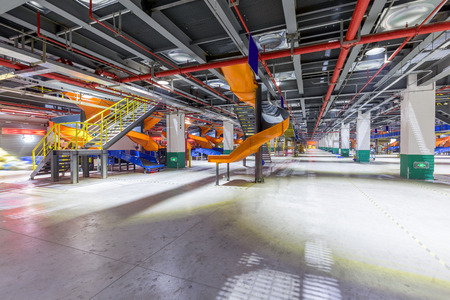 Stairs and conveyors for large factory workshopsのeditorial素材