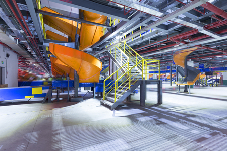 Indoor view of a large logistics center in Chinaのeditorial素材