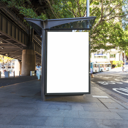 
Sydney bus station, blank billboard on platformの写真素材