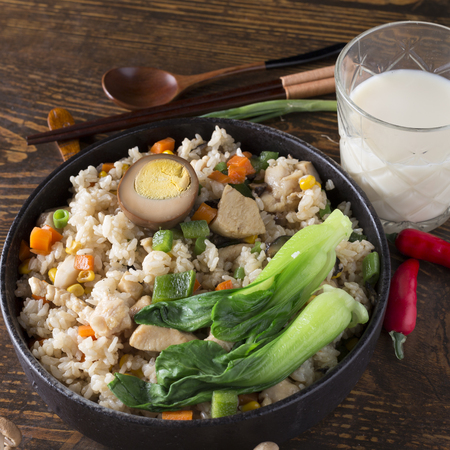 Chinese style, chicken fried rice setの写真素材