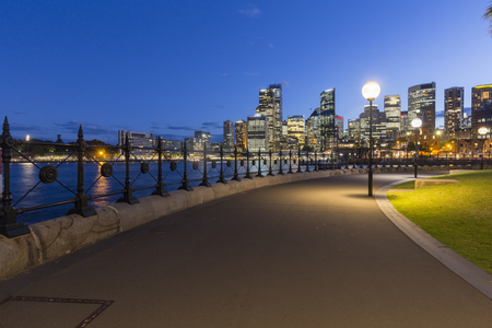 Sydney Harbour, Downtown City Skyline at Night,の写真素材
