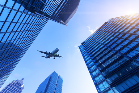 aircraft and building facadesの写真素材