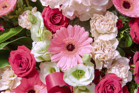 Beautiful bouquet, blooming flowers filled with blessings of loveの写真素材