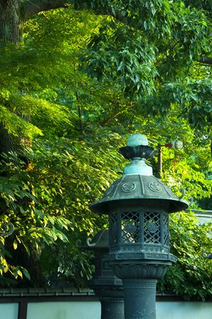 Tokyo, Japan, Ueno Toshogu, historical building with copper lanternの写真素材