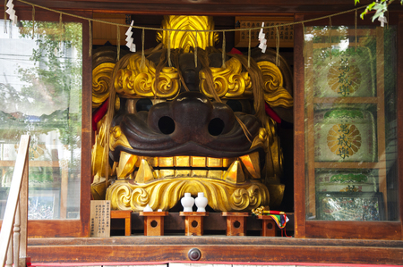 Tsukiji Fish Market in Tokyo, Japan, mascot in the temple, big lion on the ceilingのeditorial素材