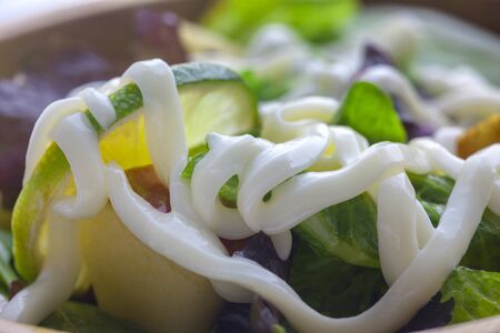 Vegetarian favorite, continental breakfast lettuce salad with diverse vegetablesの写真素材