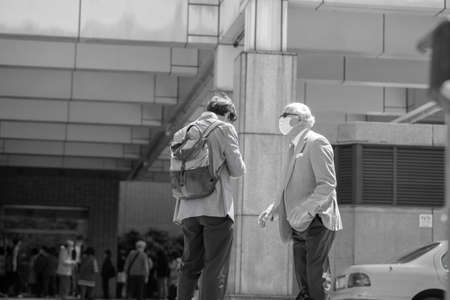April 01, 2020 Taipei, Taiwan, National Taiwan University Hospital, people who go to the hospital to...