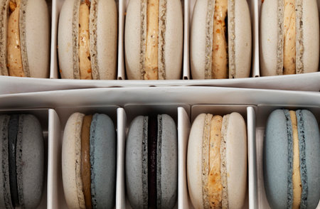 Macarons on the plate, biscotti