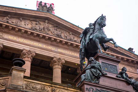 Statue in front of the museum, Museum Island, Berlin, Germanyのeditorial素材