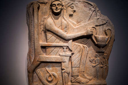 Museum Island, Berlin, Germany, exhibition hall stone sculptures on displayのeditorial素材