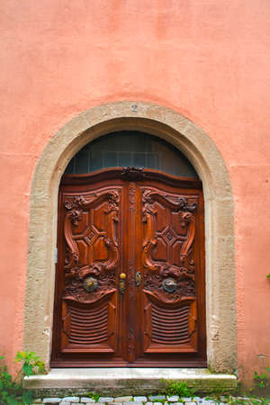 A special door in the fairy tale town of Rothenburg, Bavaria, Germanyのeditorial素材