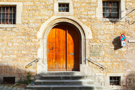 A special door in the fairy tale town of Rothenburg, Bavaria, Germanyのeditorial素材