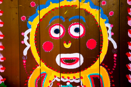Wall graffiti painted alleyways, colorful and childlikeのeditorial素材