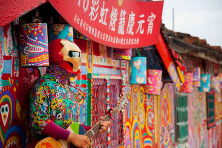 Wall graffiti painted alleyways, colorful and childlikeのeditorial素材