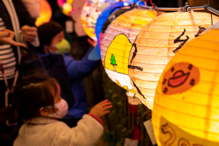 (2022 02 12 Lantern Festival in Taipei, Taiwan) Chinese traditional festival Lantern Festival, colorful lanterns in Taiwan Lantern Festivalのeditorial素材
