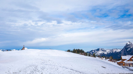 Church in the small town of Pilatus Mountain, Switzerlandの写真素材