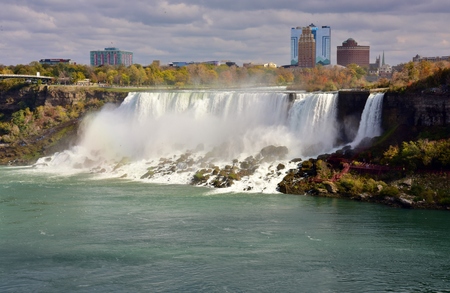 Niagara falls with city viewsのeditorial素材
