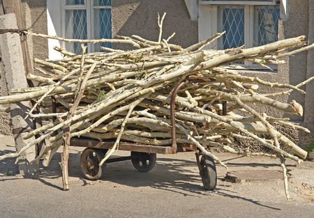 Fire wood on a vehicleの写真素材