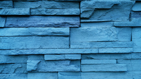 Background of blue stone wall made with blocks.の写真素材