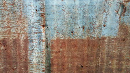 Old rusty zinc sheet wall , Rusty zinc .の写真素材