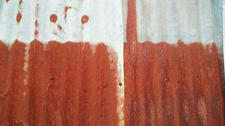 Old rusty zinc sheet wall , Rusty zinc .の写真素材