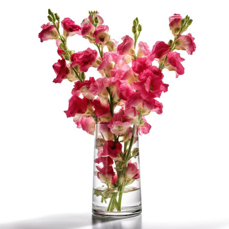 A Bouquet of Summer Snapdragons: Capturing the Beauty of Summer Flowers in a Vase, Isolated on White Background - Generative AIの素材