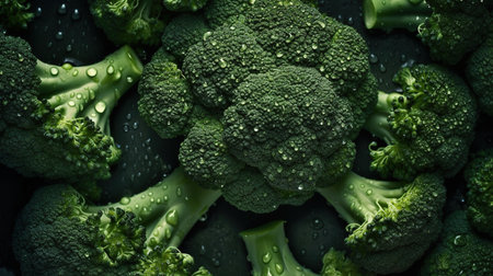 Fresh Broccoli, A Bounty of Vegetables, Top-Down Mockup Background - Generative AIの素材