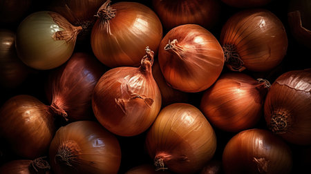 Fresh Onions, Freshly Picked, Top-Down View of Garden-to-Table Vegetable Products - Generative AIの素材