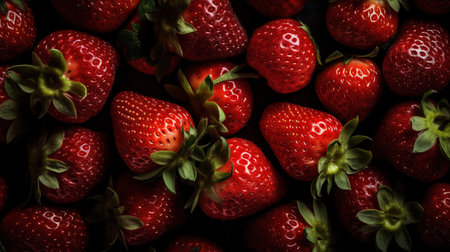 Fresh Strawberry, A Colorful Display, Top-Down Fruit Mockup for Your Product Shots - Generative AIの素材