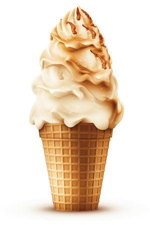A Twist on Tradition: Rum Raisin Ice Cream Cone, Isolated on White Background - Generative AIの素材