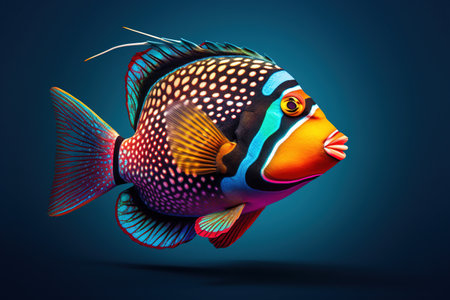 Striking Triggerfish Under the Ocean - Generative AIの素材