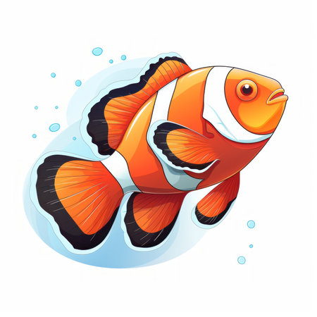 Clownfish isolated on a white background. Cartoon vector illustration.の素材