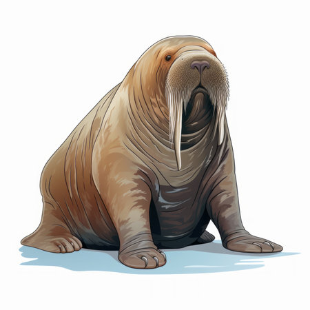 walrus on a white background, vector illustration, eps 10の素材