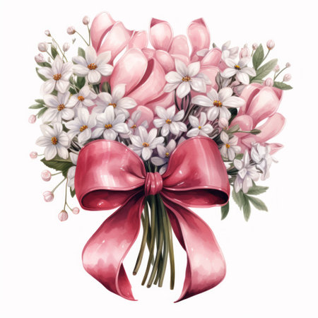 Bouquet of spring flowers. Watercolor illustration isolated on white backgroundの素材
