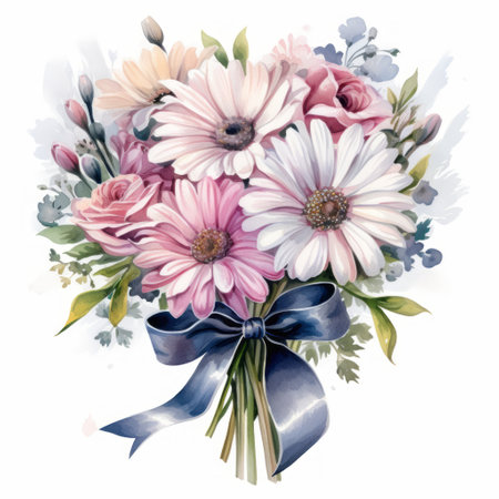 Beautiful watercolor bouquet with gerberas. Illustrationの素材