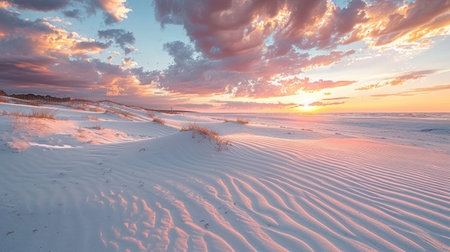 Baltic sea coast in winter. Sunrise over the dunes.の素材