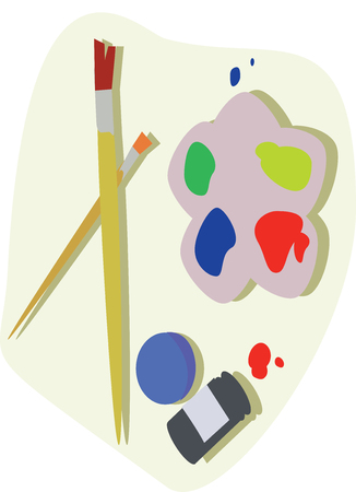 Art palette with paint brush for drawing.のイラスト素材