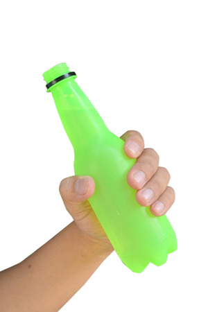 Hand and water bottleの写真素材