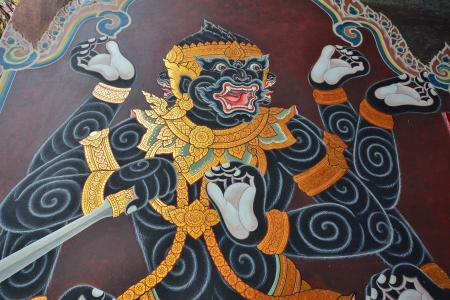 Art painting in Wat Phra Kaew Public domain , Thailandのeditorial素材