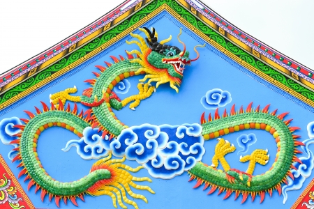 Chinese dragon on pedimentの写真素材