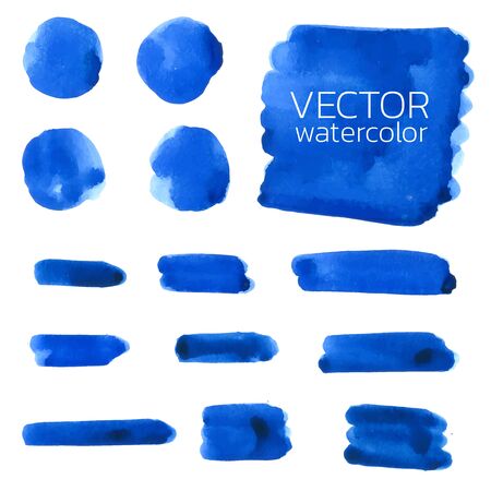 Watercolor Brush Stroke, Set of watercolor Vector Brush Stroke for Design,Deep Blue Watercolor Vector, Hand drawn Watercolor Vector Brush Strokeのイラスト素材